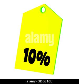 Prezzo giallo brillante che mostra uno sconto del 100%, isolato su sfondo bianco. Illustrazione vettoriale ideale per marketing e promozioni retail Foto Stock