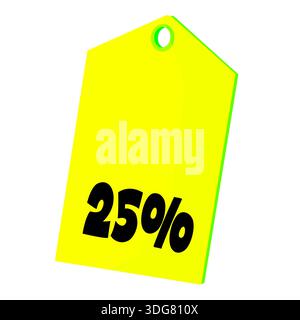 Prezzo giallo brillante che mostra uno sconto del 100%, isolato su sfondo bianco. Illustrazione vettoriale ideale per marketing e promozioni retail Foto Stock