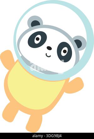 Cartoni animati divertente panda cosmonauta in vettore di tuta spaziale Illustrazione Vettoriale