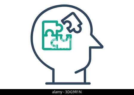 Icona risoluzione dei problemi. stile icona linea. icona relativa alla combinazione di idee uniche. illustrazione vettoriale degli elementi di creatività Illustrazione Vettoriale