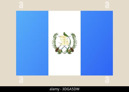 Illustrazione vettoriale della bandiera del Guatemala con lo stemma nazionale, un simbolo patriottico per la nazione centroamericana. Illustrazione Vettoriale