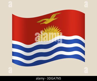 Bandiera nazionale di Kiribati che sventola su uno sfondo, un'illustrazione grafica vettoriale per il patriottismo e l'uso ufficiale. Illustrazione Vettoriale