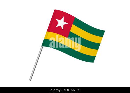 Bandiera del Togo: Bandiera di paese, identità culturale e patrimonio. Rappresenta l'orgoglio nazionale e l'unità. Allarme vettoriale isolato su sfondo bianco. Illustrazione Vettoriale