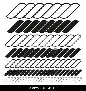 Schema tratteggiato diagonale. Vettore di struttura della fune. Set di strisce geometriche. Art. Linea astratta. EPS 10. Illustrazione Vettoriale