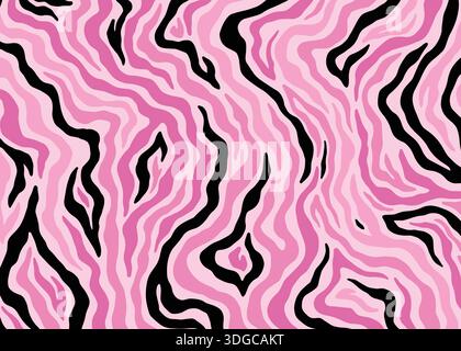Design astratto della pelle di animali zebra rosa. Sfondo dell'illustrazione vettoriale della stampa animale. Illustrazione del design della pelle di pelliccia naturale per il Web e l'arredamento della casa Illustrazione Vettoriale
