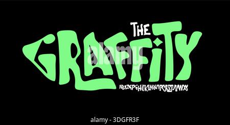 Graffiti carattere liquido Logo Alphabet Funky Letter Set Modern Street Typography, Creative Art Typographic Design for Freestyle Urban poster Headline Illustrazione Vettoriale