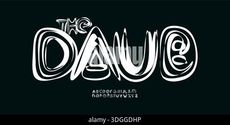 Pennello font DAB Logo alfabeto pennello artistico Set di lettere tipografia moderna, design tipografico creativo per titolo disegno a mano testo poster titolo Illustrazione Vettoriale