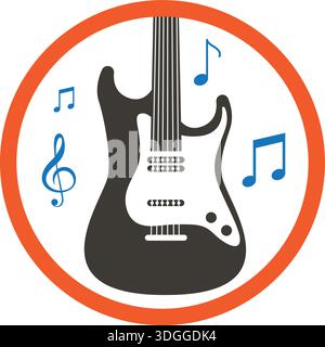 Basso chitarra vettoriale cartoon illustrazione storia che racconta la creazione di musica Illustrazione Vettoriale