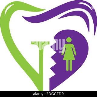logo dentale love man design semplice logo business dentale design pro vettoriale Illustrazione Vettoriale