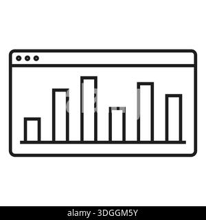 Icona di analisi del browser. Vettore dati del grafico. Grafico a barre finanziario. Grafico delle statistiche del sito Web. Illustrazione Vettoriale