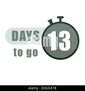 Sofisticato vettore con conto alla rovescia. Numero tredici 13 tredici. Mancano giorni. Segnatempo con scadenza significativa segnatempo Illustrazione Vettoriale