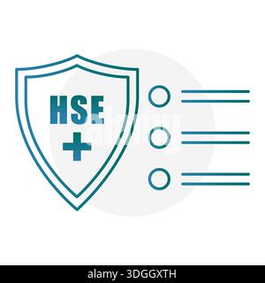 Scudo di sicurezza Vector. Elenco Health HSE Plus. Simbolo di protezione sanitaria. Simboli dei segnali di gestione dell'ambiente. Illustrazione Vettoriale