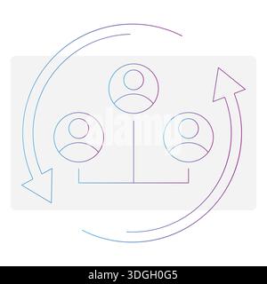 Icona del networking professionale. Connessione viola blu. Vettore gerarchia individuale. Processo di comunicazione riuscito. Illustrazione Vettoriale