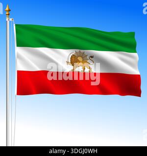 Vecchia bandiera nazionale dell'Iran, paese asiatico, illustrazione vettoriale Illustrazione Vettoriale