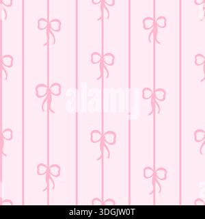 Striscia bianca con fiocco rosa e motivo in tessuto senza cuciture Illustrazione Vettoriale