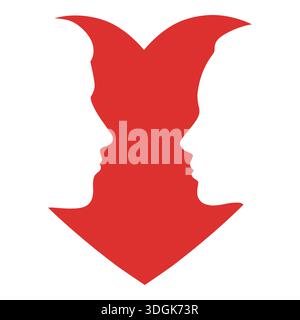 volto di donna e uomo di profilo sullo sfondo del cuore Illustrazione Vettoriale