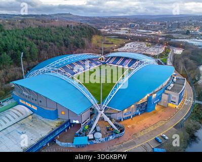 Immagine aerea del nuovo Accu Stadium di Huddersfield Town. 13 gennaio 2026. Foto Stock