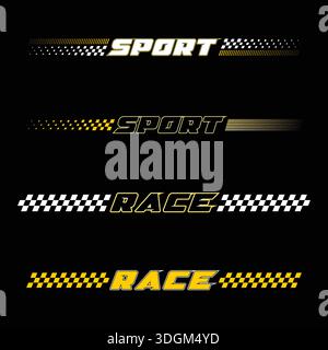 Decalcomanie di testo in grassetto gialle e bianche Illustrazione Vettoriale