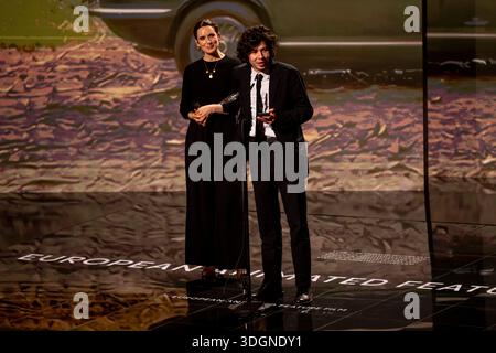 Berlino, Germania. 17 gennaio 2026. Sophie Mas e Ugo Bienvenu partecipano alla 38° cerimonia degli European Film Awards. Gli European Film Awards sono stati presentati dalla European Film Academy (EFA) dal 1988. Crediti: Fabian Sommer/dpa/Alamy Live News Foto Stock