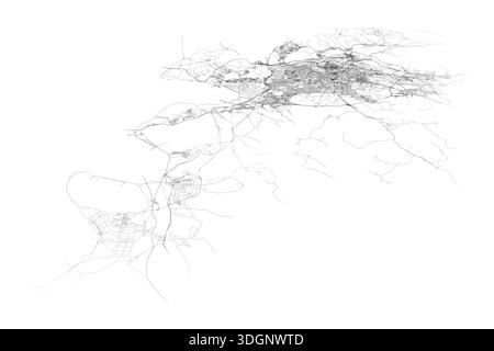 Città di Daegu in corea cartina stradale, immagine immagine di illustrazione del contorno vettoriale Illustrazione Vettoriale