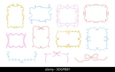 Set di cornici decorative rettangolari Vintage Illustrazione Vettoriale