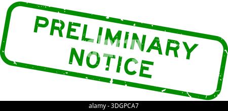 Verde grunge parola di preavviso timbro quadrato in gomma su sfondo bianco Illustrazione Vettoriale