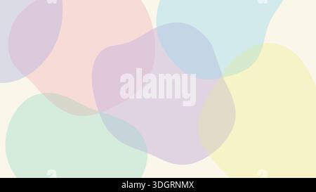Macchie pastello astratte che fluttuano su un vettore di sfondo cremoso. Forme liquide morbide con miscele omogenee e design minimalista dall'estetica organica. Illustrazione Vettoriale