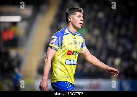Sint Truiden, Belgio. 18 gennaio 2026. Rein Van Helden della STVV nella foto durante una partita di calcio tra Sint-Truidense V.V. e Oud-Heverlee Leuven, domenica 18 gennaio 2026 a Sint-Truiden, il giorno 21 della "Jupiler Pro League" 2025-2026 prima divisione del campionato belga. BELGA FOTO JILL DELSAUX credito: Belga News Agency/Alamy Live News Foto Stock
