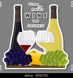 illustrazione sul tema vari vini naturali dolci e gustosi Illustrazione Vettoriale