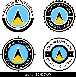 Bandiera nazionale della Santa Lucia, imposta icone vettoriali piatte Illustrazione Vettoriale