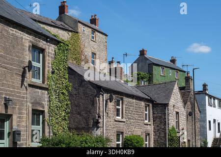 Cottage in pietra calcarea a Stoney Middleton, Peak District National Park, Derbyshire Foto Stock