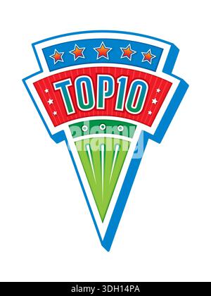 top 10 concept nel triangolo. logo top 10. top 10 concept per lo sport e il mondo dell'istruzione Foto Stock