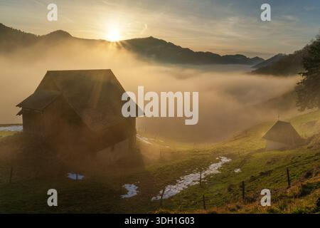 Svizzera, Soletta, Schwarzbubenland, Beinwil, Beinwil SO, Oberbeinwil, Unterbeinwil, Passwang, Passwang SO, Stucketeschürli Foto Stock