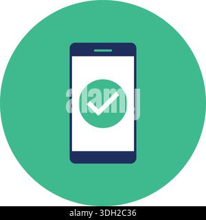 Set di icone di convalida dell'interfaccia dello smartphone - schermate del telefono cellulare con segno di spunta verde e croce rossa per la conferma e la progettazione dell'interfaccia utente di errore Illustrazione Vettoriale