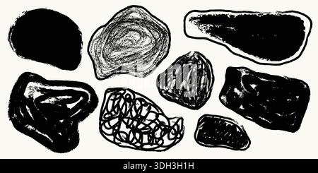 Set di forme Blob astratte Grunge disegnate a mano Illustrazione Vettoriale