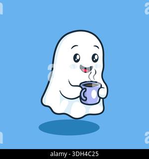Illustrazione della tazza di caffè di Happy Ghost Illustrazione Vettoriale