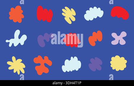Set di forme disegnate a mano. Doodle coloratissima collezione di forme brutaliste Illustrazione Vettoriale