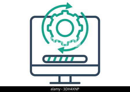 Icona di aggiornamento software. Stile icona linea. Icona relativa al supporto IT. Illustrazione vettoriale degli elementi tecnologici Illustrazione Vettoriale