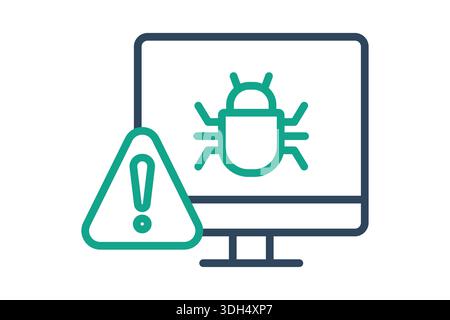 Icona di bug del computer. Stile icona linea. Icona relativa al supporto IT. Illustrazione vettoriale degli elementi tecnologici Illustrazione Vettoriale
