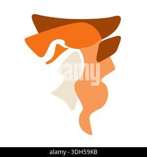 Crema, arancio e beige, composizione astratta e asimmetrica naturale con un gioco di ombre morbide. Fluido vettoriale forma organica, blot liquido per imballaggio Illustrazione Vettoriale