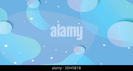 Sfondo azzurro astratto con sfumature sovrapposte e puntini bianchi fluttuanti, perfetto per la moderna carta da parati digitale o la presentazione Illustrazione Vettoriale
