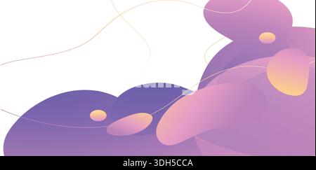 Lo sfondo di forma organica astratta viola e viola fluido con sottili linee ondulate e sfumature di luce morbide crea un concetto di arte digitale moderna e minimalista Illustrazione Vettoriale