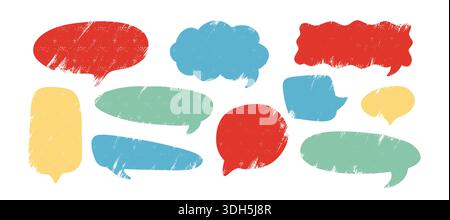 Bolla vocale disegnata a mano con texture pastello e colori pastello. Cornice per chat a fumetti perfetta per dialoghi, messaggi e progetti di discorsi creativi. Illustrazione Vettoriale