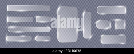 Set trasparente per elementi dell'interfaccia utente Glassmorphism Grey Illustrazione Vettoriale