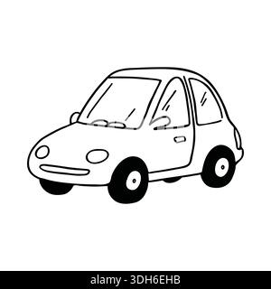 Doodle car, grafica vettoriale. Semplice icona disegnata a mano Illustrazione Vettoriale