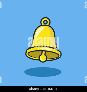 Golden Magic Bell Illustration, Spooky Ritual Hand Bell per Halloween e Fantasy Game Design Illustrazione Vettoriale