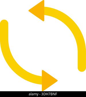 Layout circolare con due frecce che formano un loop per indicare la direzione ciclica o il flusso ripetuto. Illustrazione Vettoriale