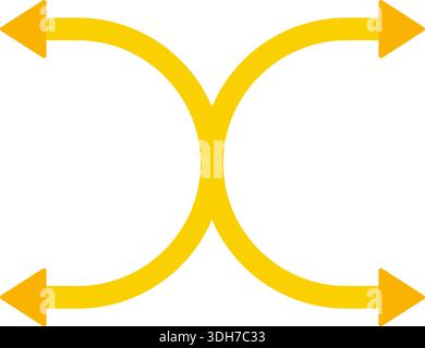 Due frecce curve che formano archi opposti che mostrano un movimento circolare o un'interazione. Illustrazione Vettoriale