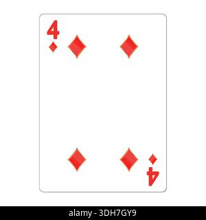 Quattro diamanti. Carta da gioco con elementi dorati. Icone del casinò. Pittogrammi che rappresentano tute diverse. Illustrazione vettoriale. Design piatto per Illustrazione Vettoriale