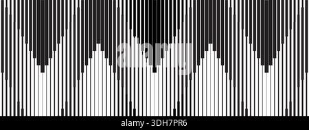 Strisce nere verticali di diverso spessore. Sfondo linee parallele. Ripetizione con effetto di movimento dinamico. Stampa geometrica astratta con contrasto Illustrazione Vettoriale